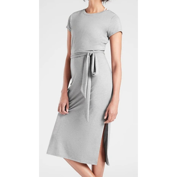 Women's Athleta Gray Tie Back Midi Dress medium - Picture 1 of 6